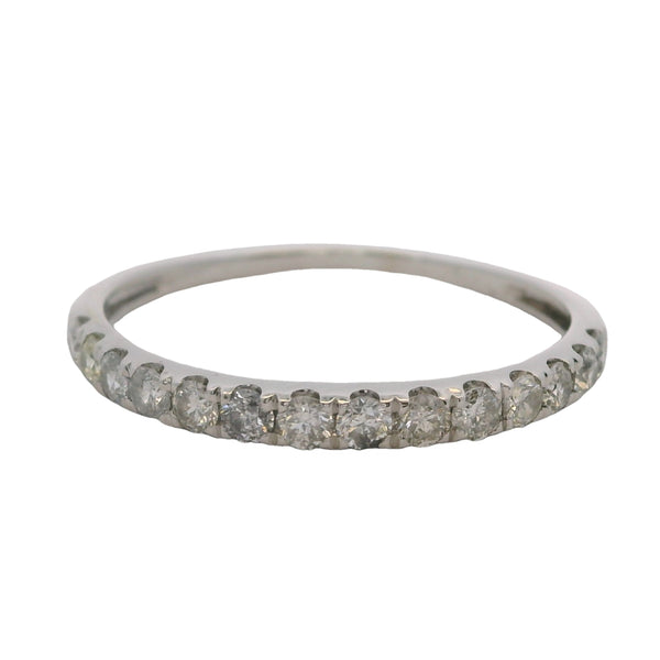 Anillo de bodas de media eternidad de oro blanco macizo de 14 kt y diamantes de 0,42 ct, talla 8