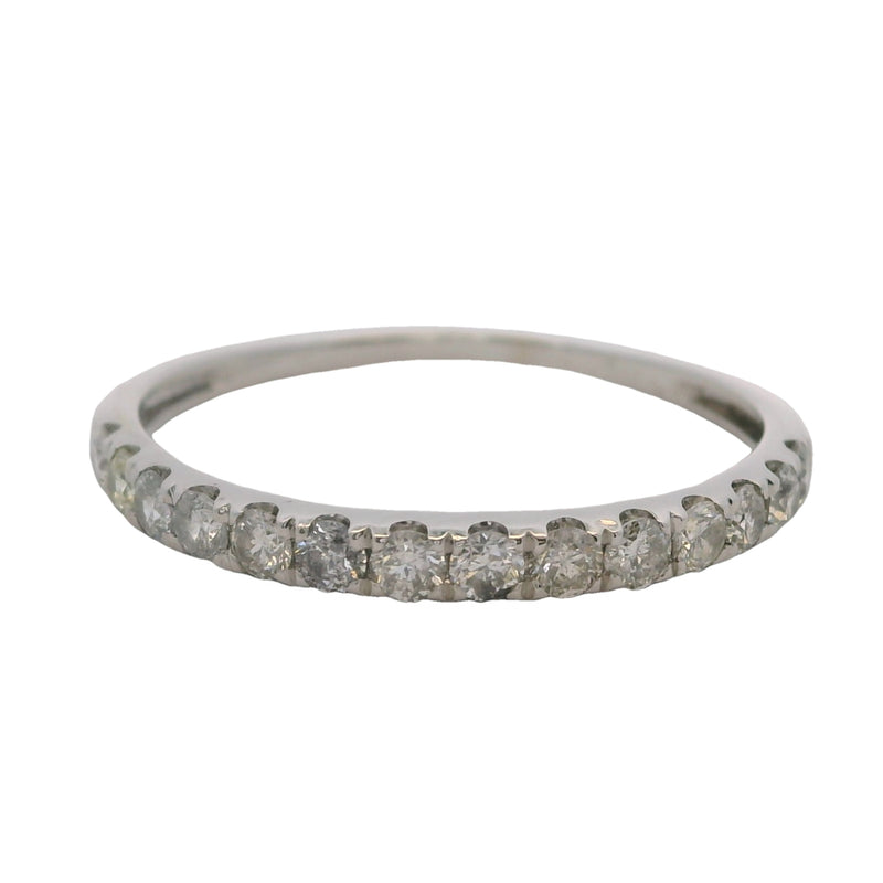 Solid 14kt White Gold and 0.42ctw Diamond Half-Eternity Wedding Band Ring Size 8