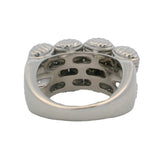 Solid 14kt White Gold and Diamond 14mm Wide Woven Statement Fashion Ring Made in Italy