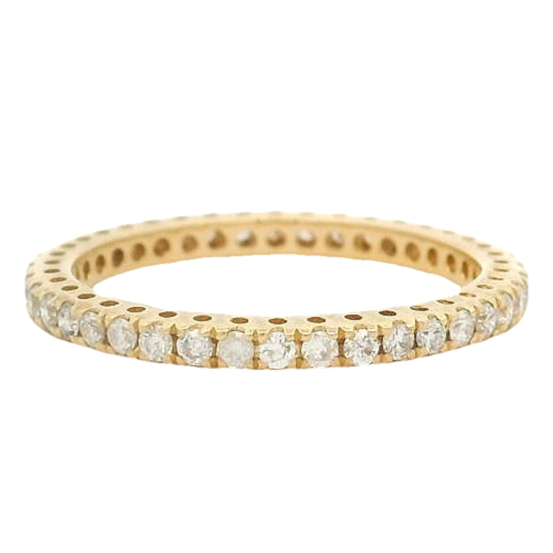 QCD Quality Color Design14kt Solid Yellow Gold and Diamond Eternity Stackable Wedding Band Size 7 Ring