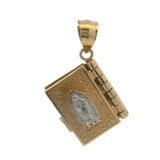 Solid 14kt Yellow Gold Openable Spanish Holy Bible Dangle Charm (2)