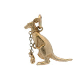 Vintage Solid 14kt Yellow Gold Kangaroo and Baby Joey Fun Movable Dangle Charm
