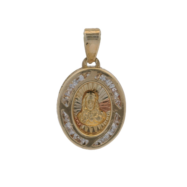 Colgante religioso de Jesús con circonita cúbica en oro amarillo de 14 quilates 585