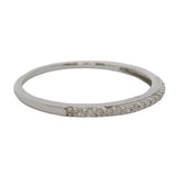 Solid 14kt White Gold and Diamond Thin 1.6mm Wedding Stackable Ring Size 7.75