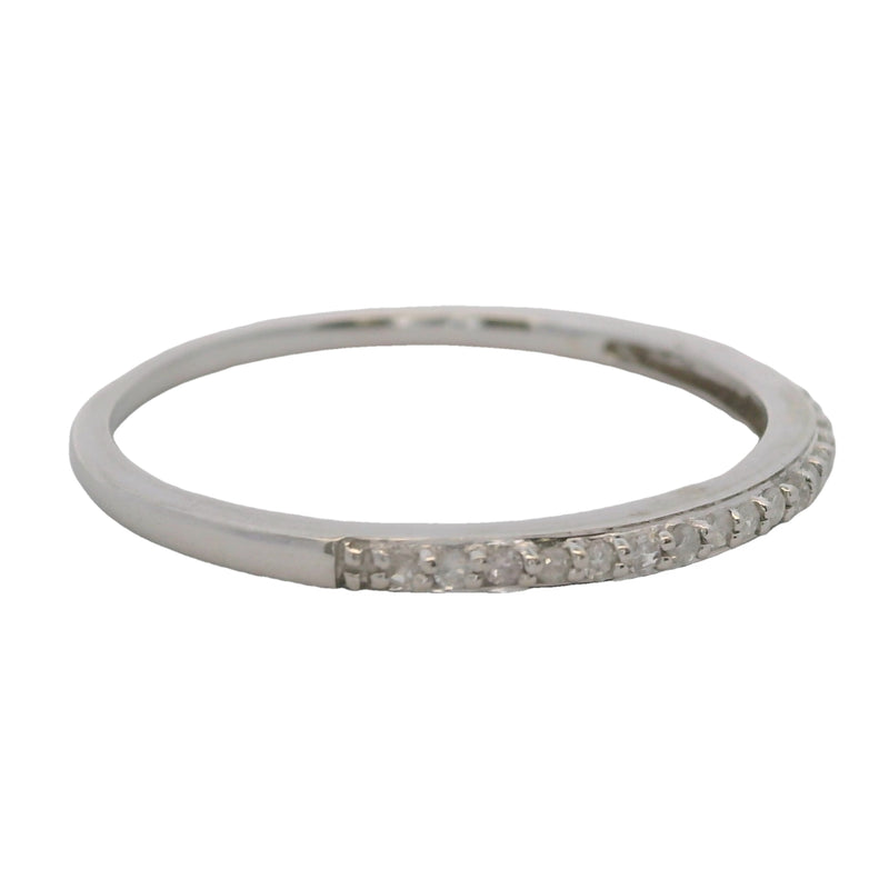 Anillo de boda apilable de oro blanco macizo de 14 kt y diamantes finos de 1,6 mm, talla 7,75