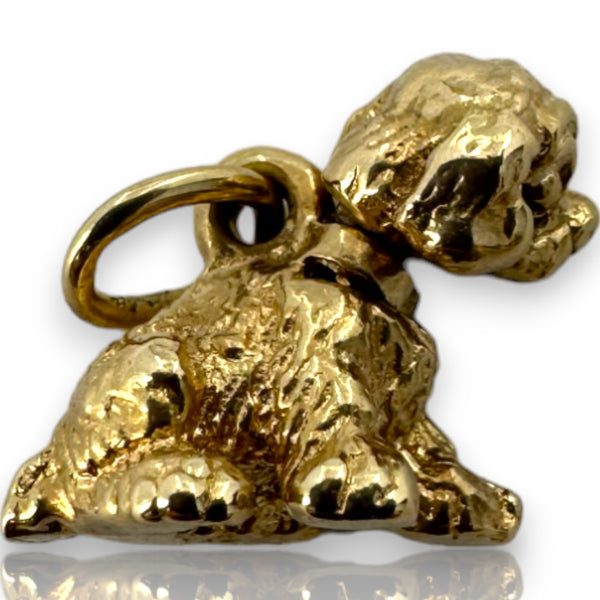 Vintage Bobblehead Puppy Dog Detailed Spaniel Charm Pendant Solid 14kt Yellow Gold