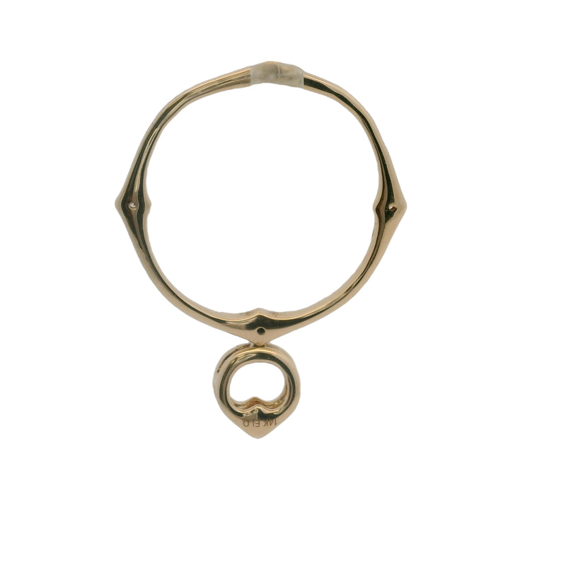 14kt Yellow Gold and Diamond 25mm Circle Compass Pendant