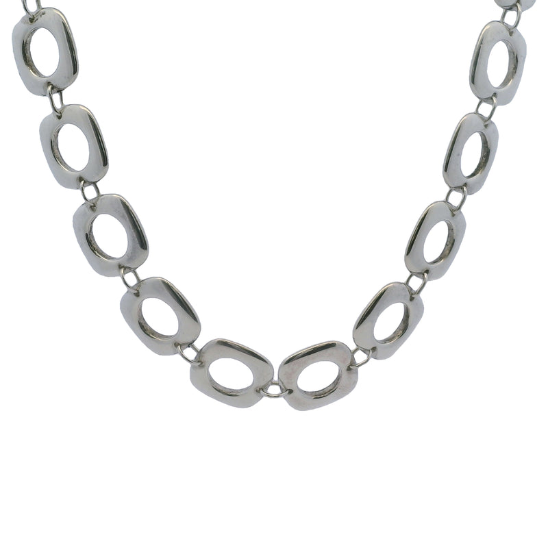 Tiffany & Co 925 Sterling Silver Square Cushion Link Toggle 17" Necklace