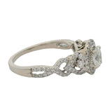 Vera Wang Love Oval 0.50ct Diamond Solitaire Ring with Diamond Halo and Twisted Band Size 8