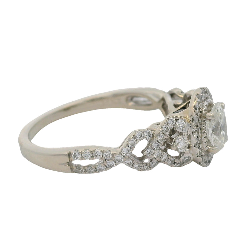 Vera Wang Love Oval 0.50ct Diamond Solitaire Ring with Diamond Halo and Twisted Band Size 8