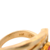 LeVian Solid 14kt Yellow Gold Pink Sapphire and Diamond Bypass Style Cocktail Ring Size 7.5