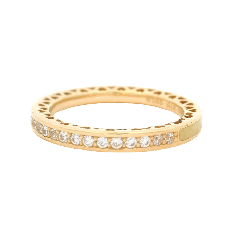 Pandora 14kt Yellow Gold CZ Cubic Zirconia and Enamel Stacking Ring