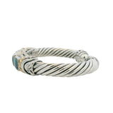 Samuel Benham Sterling Silver and 14kt Yellow Gold Black Opal Aggregate Cable Cuff 6" Bracelet