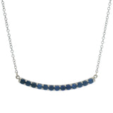 Retired Briony Raymond 14kt White Gold Lab Sapphire Curved Station Necklace 16"
