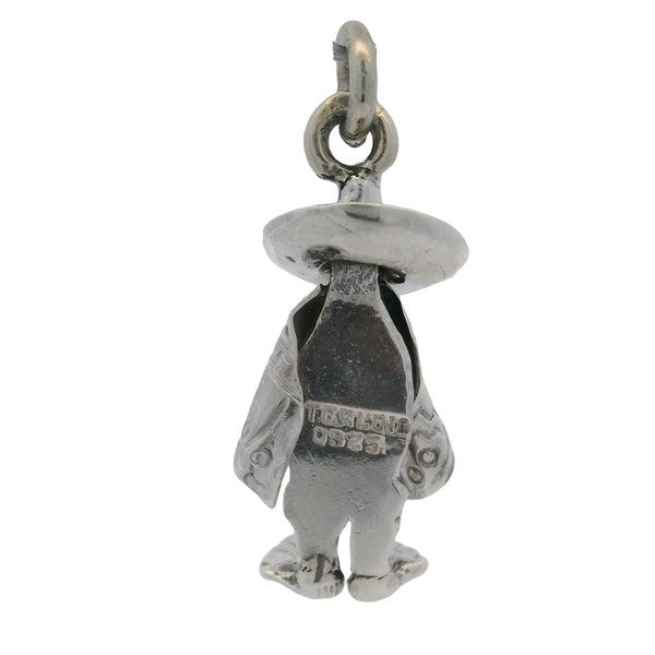Dije de pulsera con sombrero y poncho de plata esterlina 925 mexicana