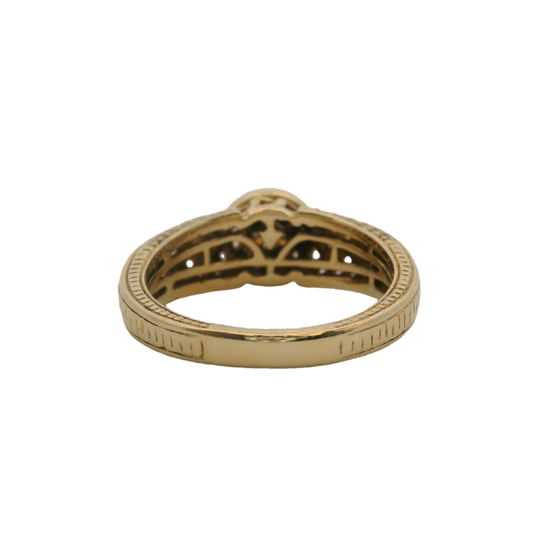 Le Vian Solid 14kt Yellow Gold Chocolate and Vanilla 0.52ctw Diamond Halo Statement Ring Size 7