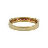Italian Solid 18kt Yellow Gold Ruby Hald-Eternity Stackable Band Ring Size 5.75