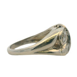 Vintage 1930-40s 14k White Gold and Diamond Swirl Milgrain Accent Ring Size 5