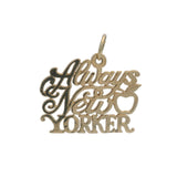 Solid 14kt Yellow Gold "Always New Yorker" Pendant with Apple