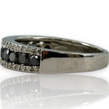 EFFY 14kt White Gold and Black and White Diamond Half-Eternity Ring Band