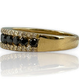 EFFY 14kt Yellow Gold Stackable Accent 5.4mm Band with Black and White Diamonds Size 7 Ring