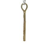 Solid 14kt 585 Yellow Gold 1.2" Long Handmade Flute Music Pendant