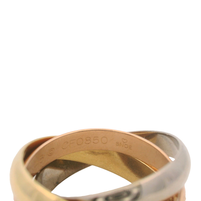 Cartier Solid 18kt Tri-Tone White Yellow Rose Gold Trinity Ring Size 4.5