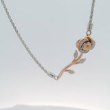 Enchanted Disney Belle 925 Sterling Silver 10k Rose Gold and Diamond Bolo Adjustable Bracelet