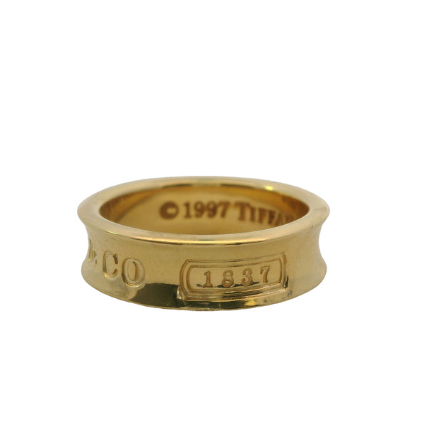 Vintage 1997 Tiffany & Co 18kt Yellow Gold Curved 1837 Collection 6mm Ring Size 7