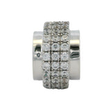 Solid 18kt White Gold and CZ Cubic Zirconia Forever Slider Spacer Bracelet Charm