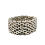 Tiffany & Co 925 Sterling Silver 10mm Mesh Somerset Chain Ring Size 5