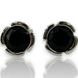 EFFY Jewelry 14kt Solid White Gold Bezel Set Onyx 7.5mm Stud Earrings