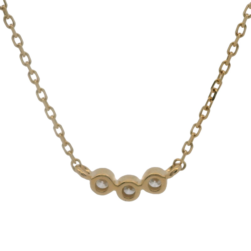 La Kaiser Solid 14kt Yellow Gold and Bezel-Set Diamond Trio Pendant with Adjustable 18-16" Chain