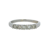 Solid 14kt White Gold and Diamond 5-Stone Wedding Stackable Band Ring Size 8.5