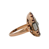 Antique 1930s 14kt Rose Gold Old Mine Diamond Cocktail Ring Ruby Halo Size 5.75