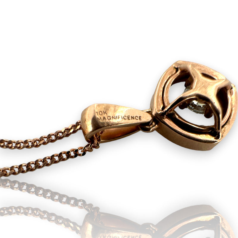 Zales Magnificence Collection 10kt Rose Gold Diamond Pendant with Sapphire Lens Magnifier on 16-18" Adjustable Chain