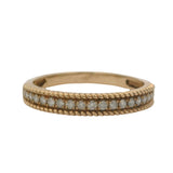 Solid 10k Yellow Gold Diamond Line Half-Eternity Stackable Wedding Band Ring Size 8
