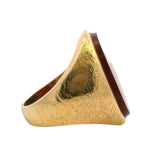 Vintage Mid-Century Solid 14kt Yellow Gold Large Carnelian Signet Ring Size 12