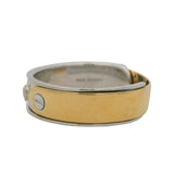 Baraka Italian Solid 18kt Yellow and White Gold Men's Solitaire 0.15ctw Diamond Industrial Band Ring Size 13.5