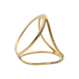 Solid 18kt Yellow Gold and Diamond Circles Oval Shaped Cage Ring Size 7