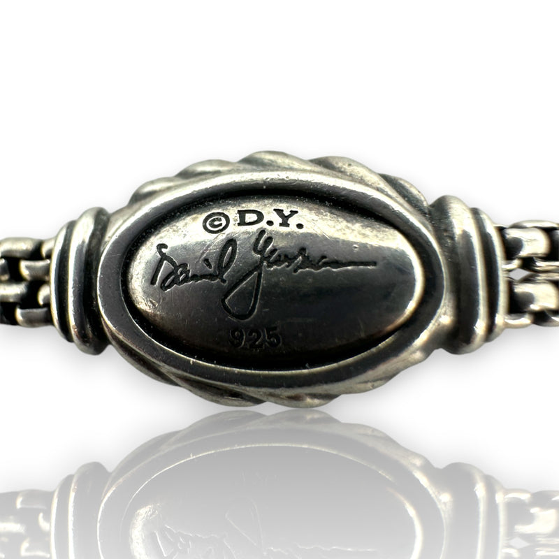 David Yurman Retired Rare 925 Sterling Silver Osetra Tassel Lavalier Necklace with Hematite and 36" Adjustable Box Chain