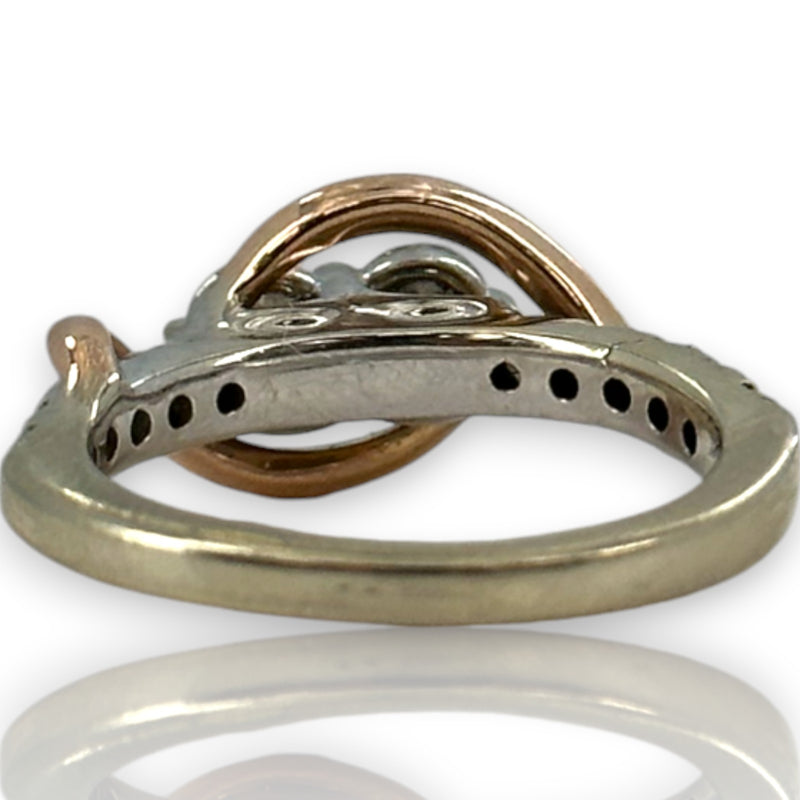 Kay Ever Us Collection 14kt White and Rose Gold Two-Stone 0.96ctw Diamond Wedding Ring Size 5.5