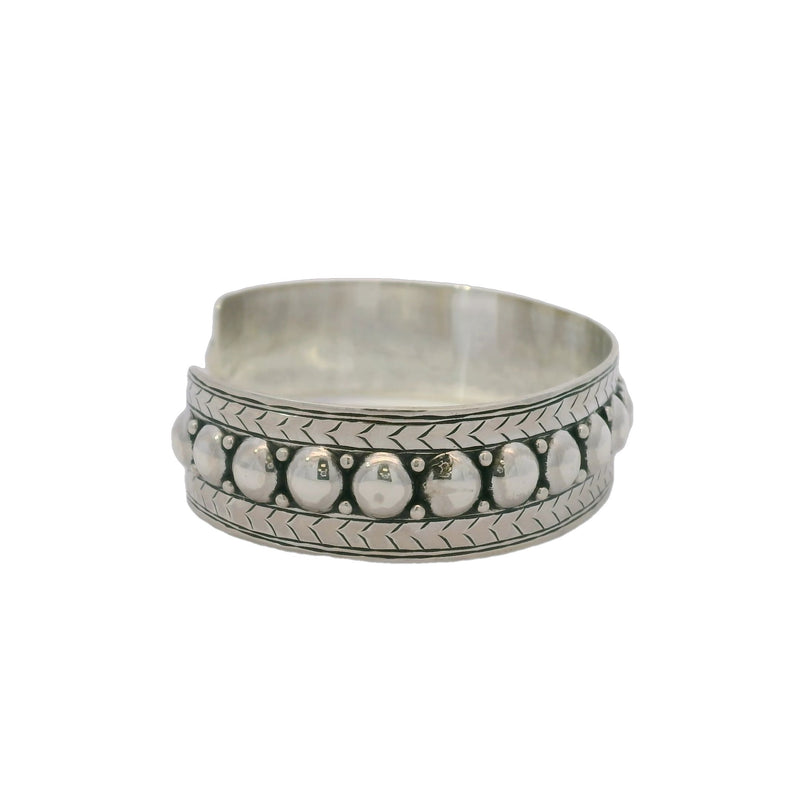 Yelli Jewels Moroccan 925 Sterling Silver Double Studs 16mm Wide Cuff Bracelet