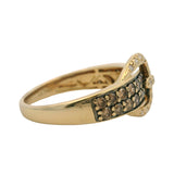Le Vian Solid 14kt Yellow Gold and Brown and White Diamond Belt Buckle Ring Size 7