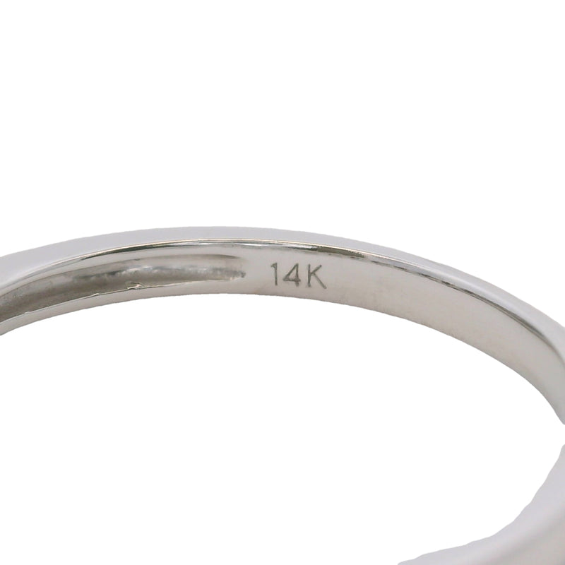 14kt White Gold and Bezel Set Round Diamond Bubble Wedding Stackable Band Ring Size 9