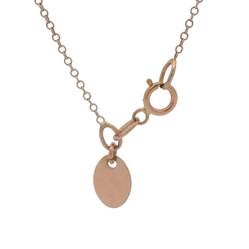 Italian Solid 14kt Rose Gold and CZ Sparkling Circle Pendant Cable Necklace 17.5"