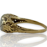 Vintage 14kt Yellow/White Gold Cast of Art Deco Filigree Ring with Original Old Euro and Transitional Diamonds