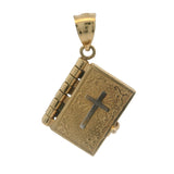 Solid 14kt Yellow Gold Openable Spanish Holy Bible Dangle Charm (2)