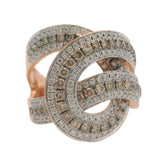 Le Vian Solid 14kt Rose Gold Cognac and White Diamonds Loop Knot Cocktail Ring Size 7