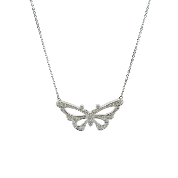 Tiffany & CO Rare Retired Solid Platinum Enchant Diamond Butterfly Pendant Necklace With Original Pouch